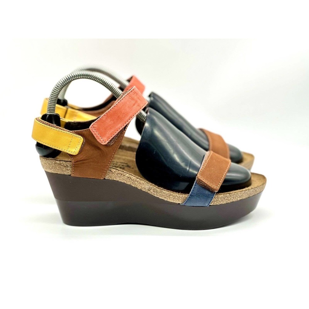 NAOT Shoes Women Size 40 L9 Wedges Miracle Color Block Straps Leather